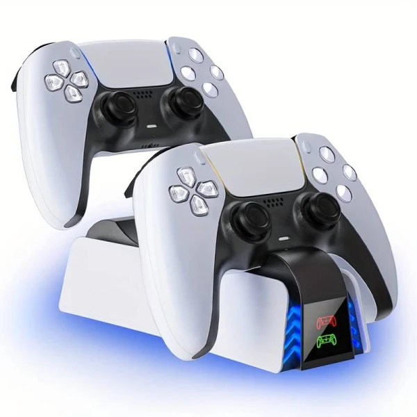 Roar Dual Charging Station Βάση Φόρτισης για 2 χειριστήρια PS5 με φωτισμό LED SND-462A Λευκή