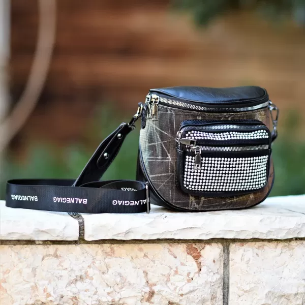 ΓΥΝΑΙΚΕΙΟ BUM BAG ΤΣΑΝΤΑΚΙ ΣΤΡΑΣ ΔΕΡΜΑΤΙΝΗ MOHICANS W0469.ΜΑΥΡΟ
