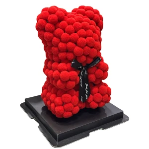 Αρκουδάκι Κόκκινο με Κορδέλα και κουτί 25cm Pom Pom Foam flower 84790 Κοκκινο