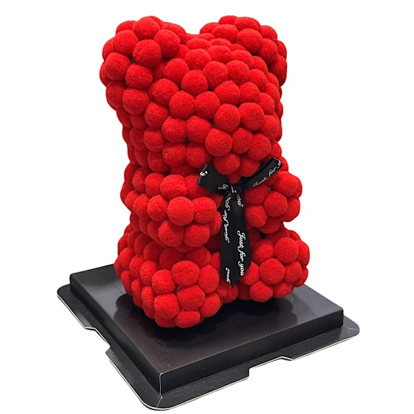 Αρκουδάκι Κόκκινο με Κορδέλα και κουτί 25cm Pom Pom Foam flower 84790 Κοκκινο