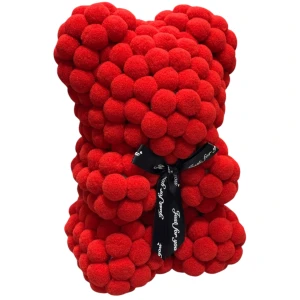 Αρκουδάκι Κόκκινο με Κορδέλα και κουτί 25cm Pom Pom Foam flower 84790 Κοκκινο