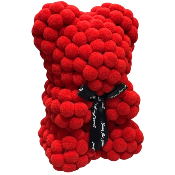 Αρκουδάκι Κόκκινο με Κορδέλα και κουτί 25cm Pom Pom Foam flower 84790 Κοκκινο
