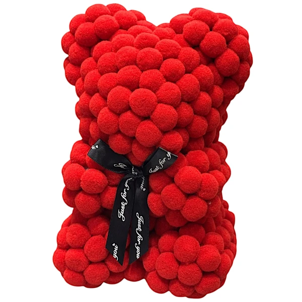 Αρκουδάκι Κόκκινο με Κορδέλα και κουτί 25cm Pom Pom Foam flower 84790 Κοκκινο