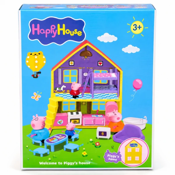 Family Peppa Piggy Happy House – Διώροφο Κουκλόσπιτο με Οικογένεια Γουρουνάκια & Αξεσουάρ +3 8890-1