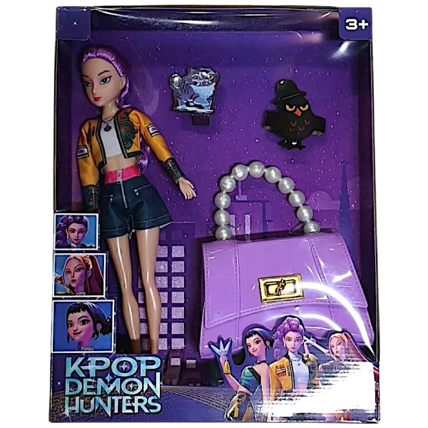 Κούκλα Φιγούρα K-pop Demon Hunters Rumi 35cm με τσάντα Μωβ 51403-2