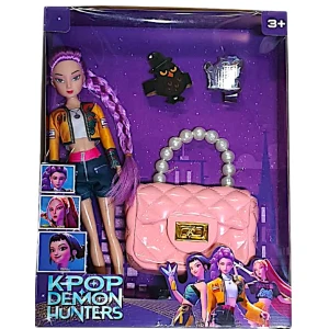 Κούκλα Φιγούρα K-pop Demon Hunters Rumi 35cm με τσάντα Ροζ 51403-1