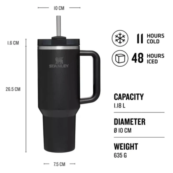 Παγούρι Stanley Quencher H2.0 Flowstate Tumbler 40 OZ 1.18L 70362-1 Μαύρο 