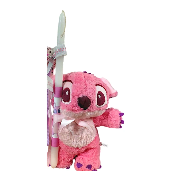 Πασχαλινή λαμπάδα Mohicans με Λούτρινο Disney Stitch που Αναπνέει Κανονικά 30cm L125 Ροζ