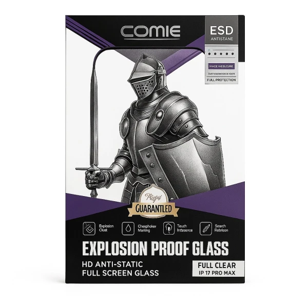 COMIE Explosion Proof Τζαμάκι πλήρους κάλυψης iPhone 17 Pro Max 2194