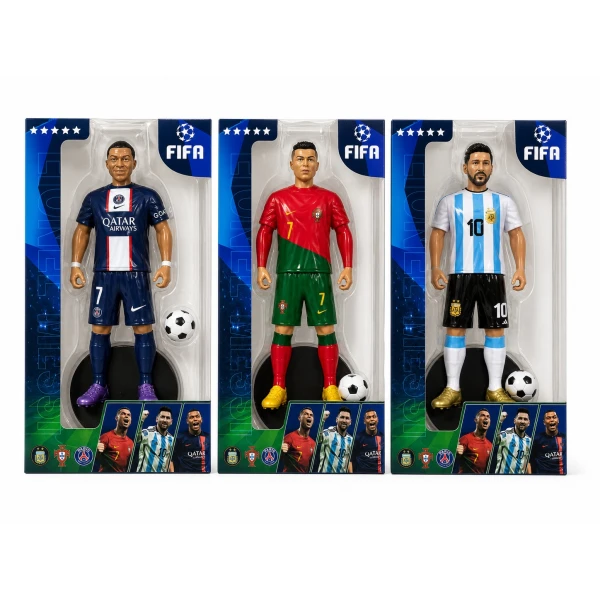 Σετ 3 Φιγούρες Δράσης Ποδοσφαιριστές Lionel Messi Cristiano Ronaldo Kylian Mbappe 30cm 50614-SET