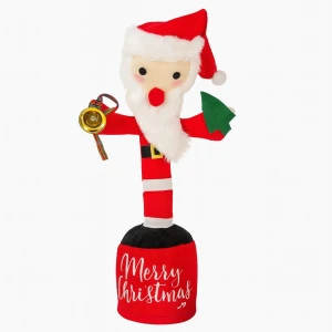 Λούτρινος Διακοσμητικός Άι Βασίλης με Μουσική και Κίνηση Κόκκινος Υφασμάτινος 32εκ. LD2402B2B