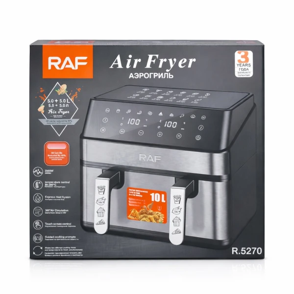 Raf Air Fryer 10L 2000W Διπλή Καλάθια R.5270