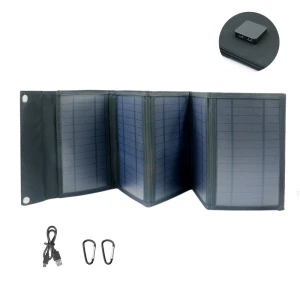 Αναδιπλούμενο Πενταπλό Ηλιακό Πάνελ για Φόρτιση Συσκευών USB 30W PM-0103 Μαύρο