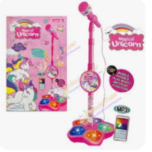Magical Unicorn Παιδικό μικρόφωνο καραόκε με ρυθμιζόμενη βάση & φωτισμό LED 5369A Ροζ