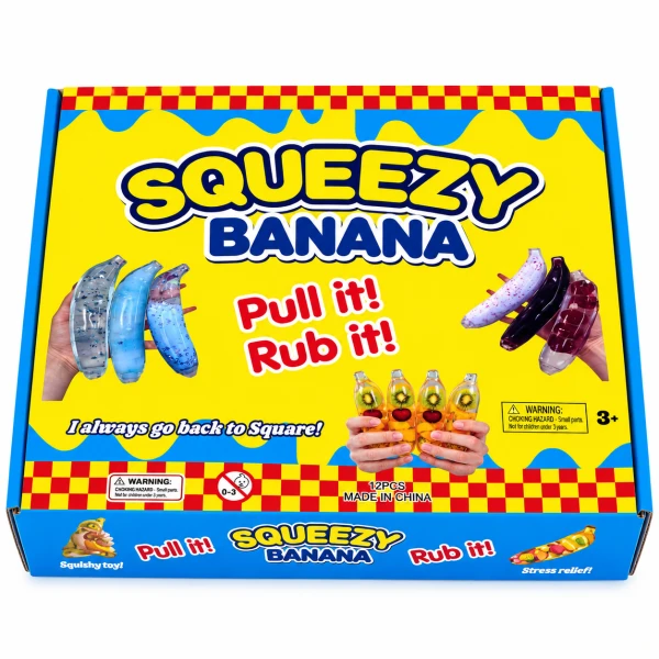 Squishy Μπανάνα Squeezy Banana με Πολύχρωμα Φρουτάκια Παιχνίδι Antistress 52461-1