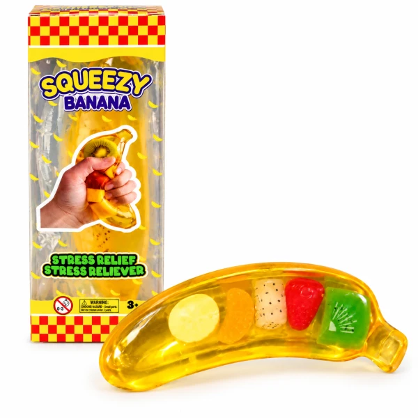Squishy Μπανάνα Squeezy Banana με Πολύχρωμα Φρουτάκια Παιχνίδι Antistress 52461-1