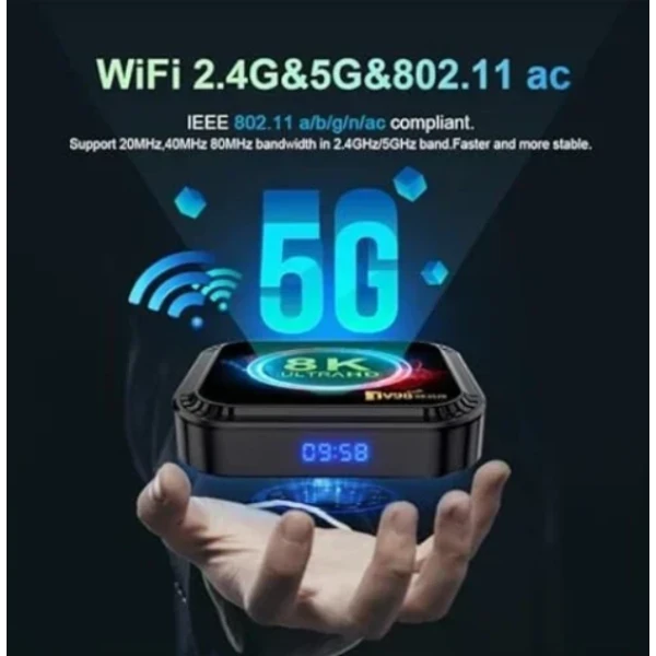 TV Box TV98 8K Android 13 Quad-core 2.4G&5G Dual Band Wifi+BT5.0 RK3528 Μαύρο